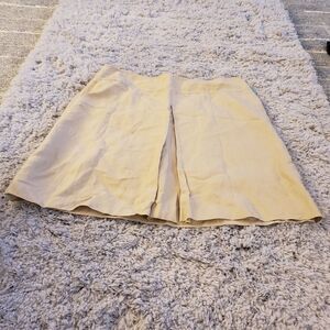 SUSINA Tan Nantucket Linen Khaki Pleated Skirt